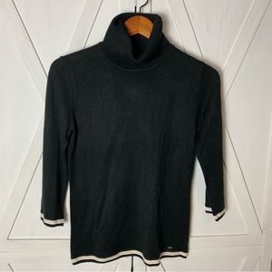 ❤️ Tommy Hilfiger XS 3/4 Length Sleeve Dark Green Color Block Turtleneck